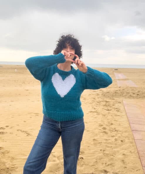 pattern maglia LoveMe sweater realizzato ai ferri in lana e alpaca