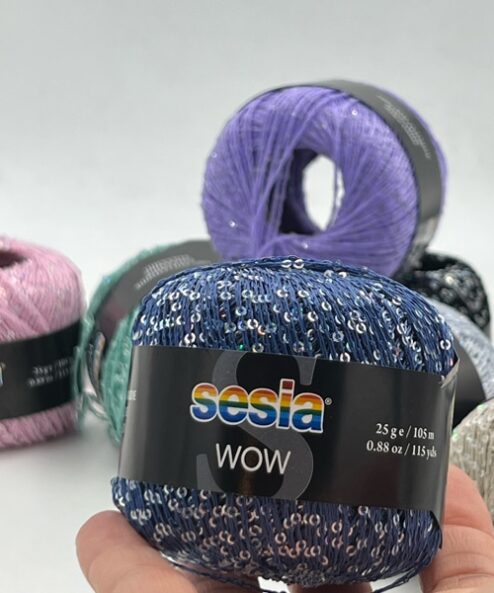 WOW Yarns Sesia the ball of sequins will brighten up knitting
