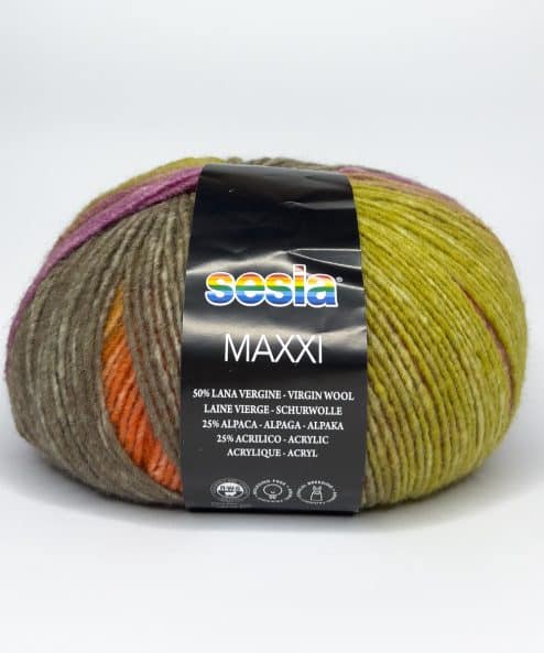 Maxi wool ball of Sesia yarns Maxxi made in Italy, fine composition of wool and alpaca to work with needles and crochet hooks