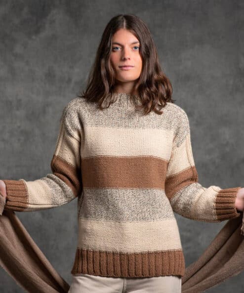 Kit Maglia: HELENE maglia per principianti ai ferri una bellissima maglia da donna di filato ecologico lana vergine e alpaca manifattura sesia